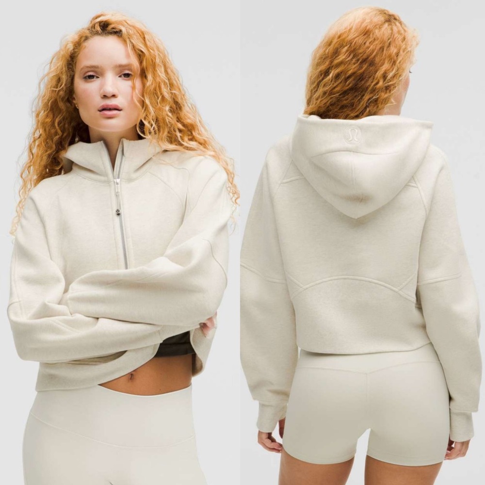 Lululemon Scuba Oversized Half-Zip Hoodie in Heathered Bone - M/L
